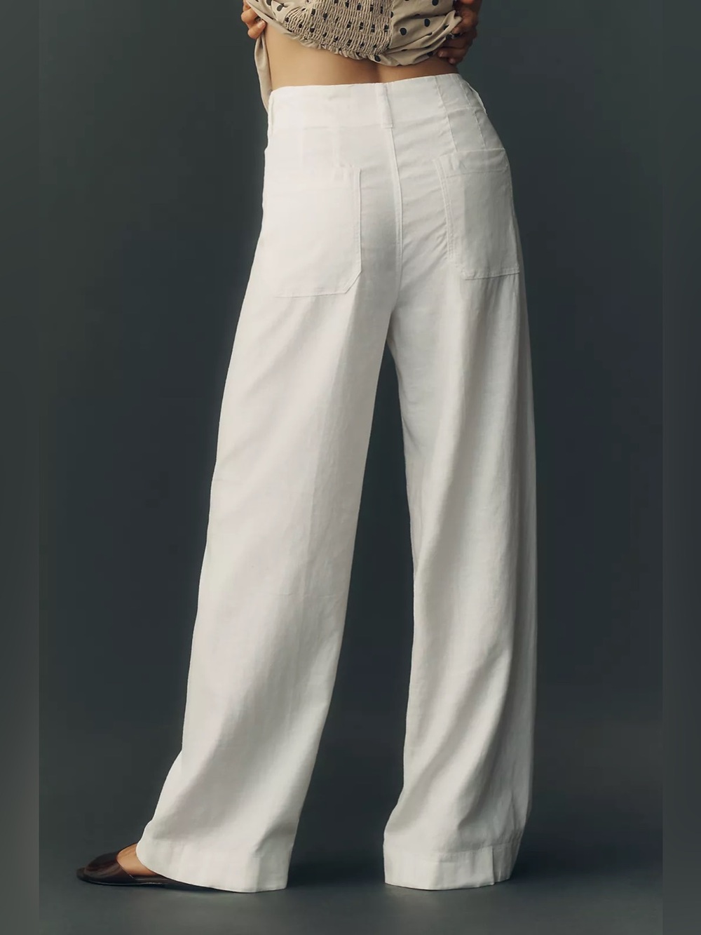 NWT Anthropologie Maeve Colette Linen Stretch Full Length Wide Leg Pants White - Picture 3 of 7